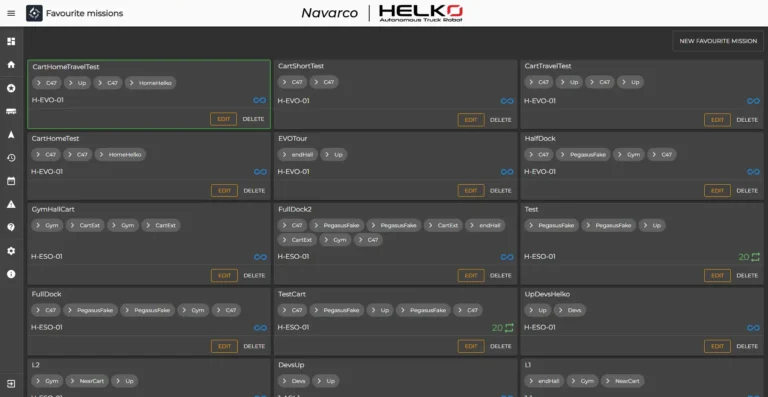 Schedulazione e automazione di missioni preferite e cicliche nella dashboard Navarco.
