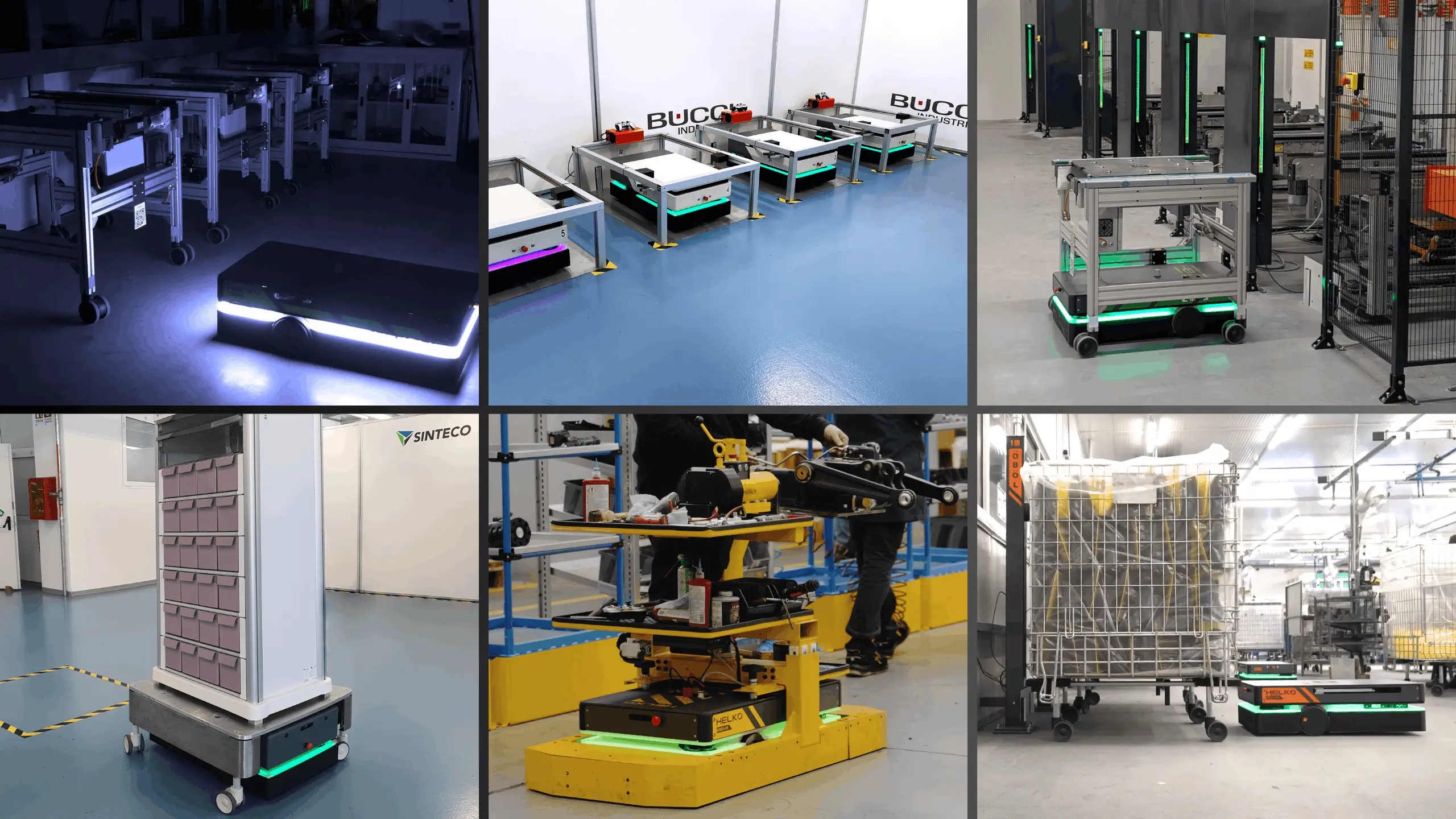 HELKO in varie applicazioni industriali e logistiche, con diverse configurazioni hardware e carrozzerie personalizzate